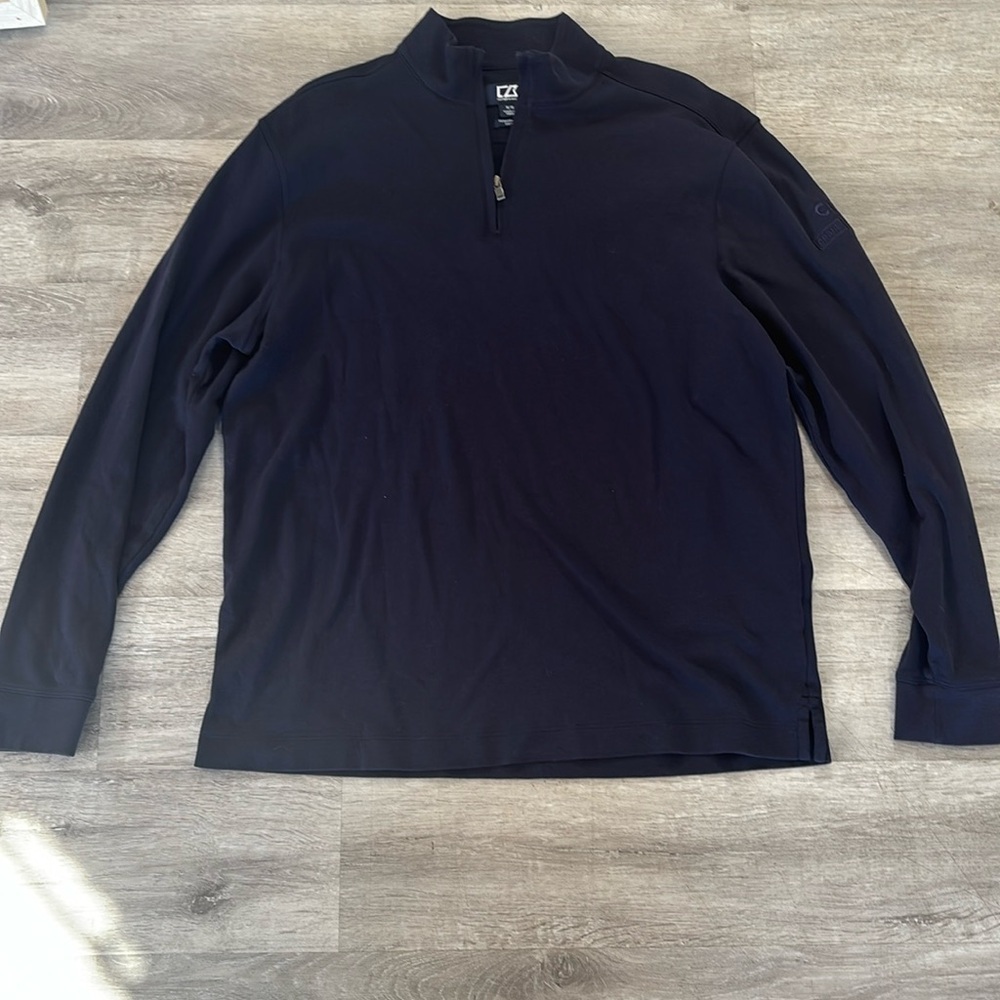 Cutter & Buck‎ Navy Quarter Zip Pullover Logo'd Large Pre-owned Pima Cotton